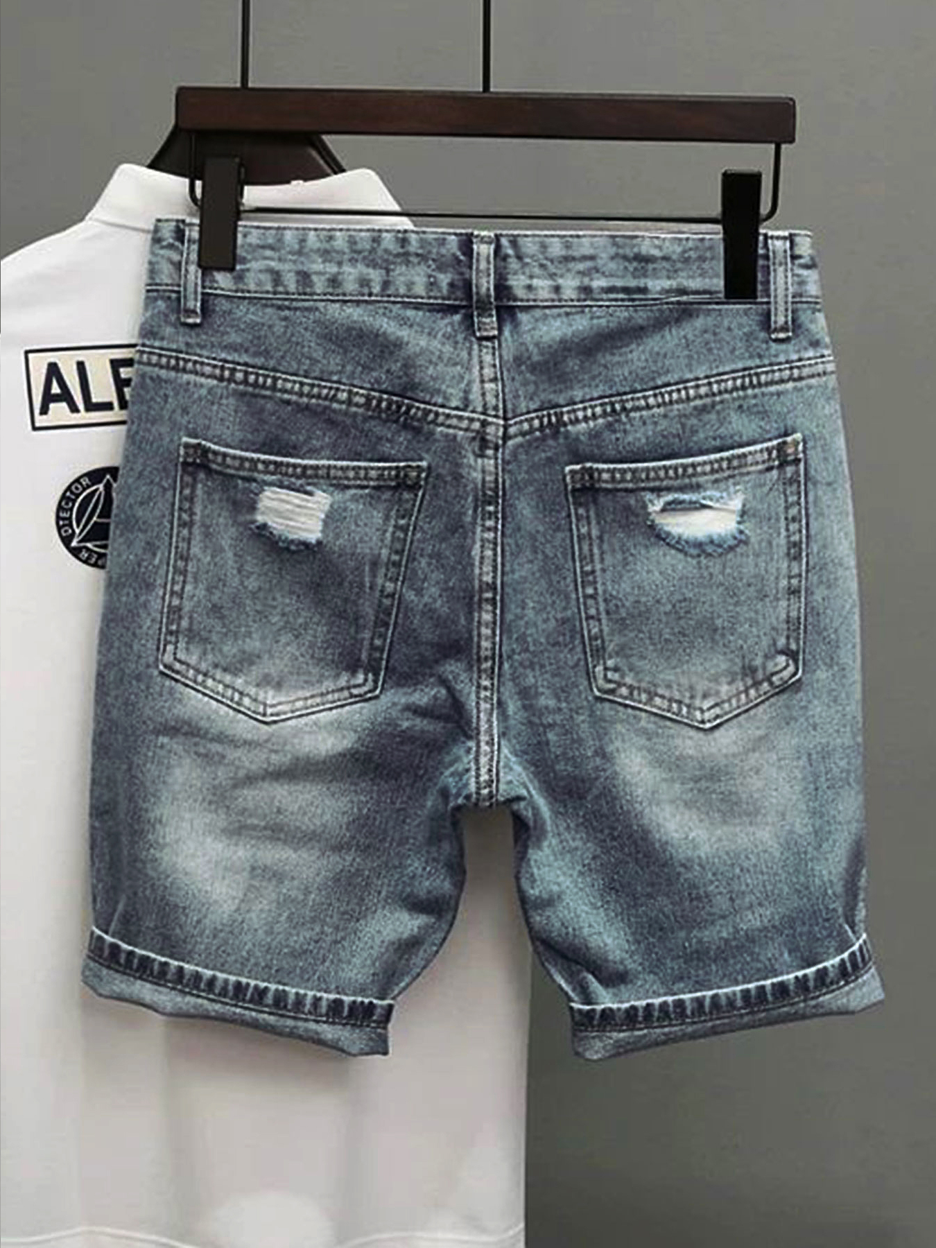Light Blue Denim Shorts Men's  - Korean Lifestyle review and price